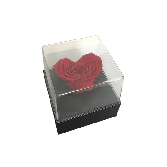 CAJA DE REGALO ACRILICA - ROSA ROJA EN FORMA DE CORAZÓN