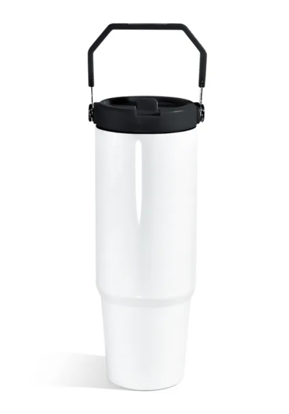 Vaso de Sublimación de 30 oz con Tapa de asa de color negro de acero inoxidable