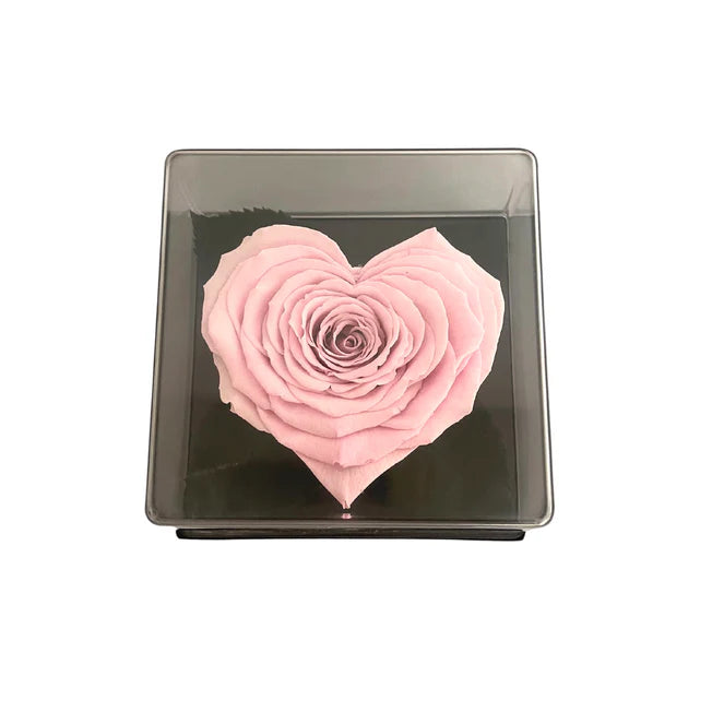CAJA DE REGALO ACRILICA - ROSA PINK CON FORMA DE CORAZÓN