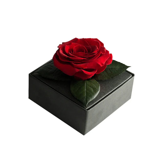 CAJA DE REGALO ACRILICA - CON ROSA ROJA
