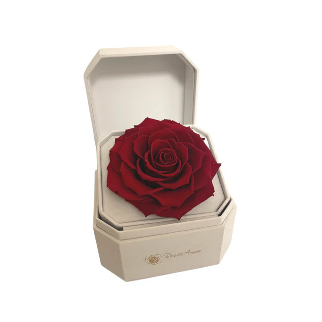 CAJA DE REGALO DE SATIN - CON ROSA ROJA