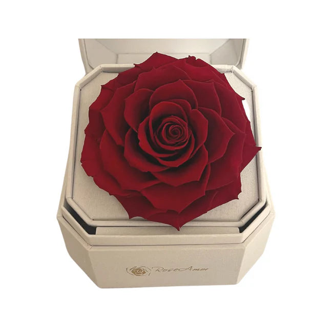 CAJA DE REGALO DE SATIN - CON ROSA ROJA