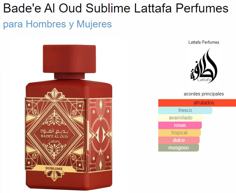 BADE'E Al OUD SUBLIME BY LATTAFA - EAU DE PARFUM FOR UNISEX 3.4OZ/ 100ML