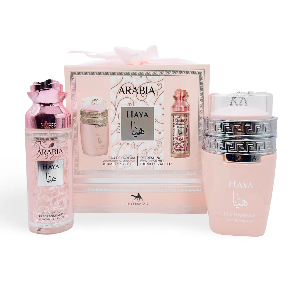 GIFT SET ARABIA HAYA & FRAGANCE MIST BY LE CHAMEAU - EAU DE PARFUM FOR WOMAN (2PCS) 3.4FL.OZ 100ML