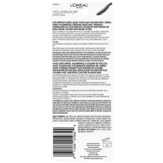 MASCARA DE PESTAÑAS - VOLUMINOUS ORIGINAL CURVED BRUSH NEGRO BY L'OREAL PARIS