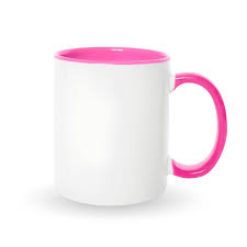 Tazas Rosas en el interior y en las asas, para sublimación de 11 oz