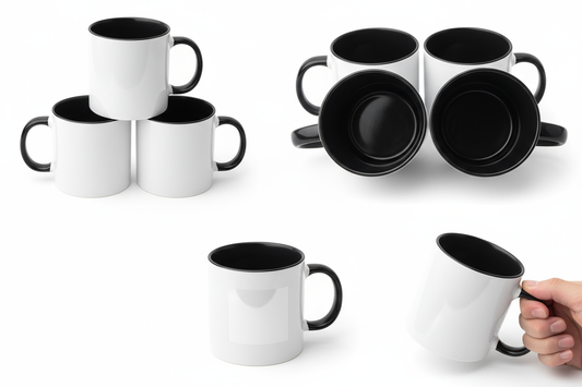 Tazas negras en el interior y en las asas para sublimación de 11 oz

